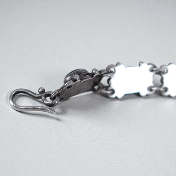 Vintage 925 Silver Amethyst Tennis Bracelet Scrollwork Purple Gemstone 6.5" - Picture 6 of 12